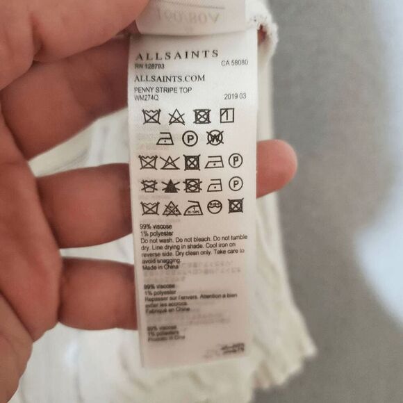 All Saints Women's Wrap Penny Surplice Striped Long Sleeve Blouse Small - Picture 4 of 9